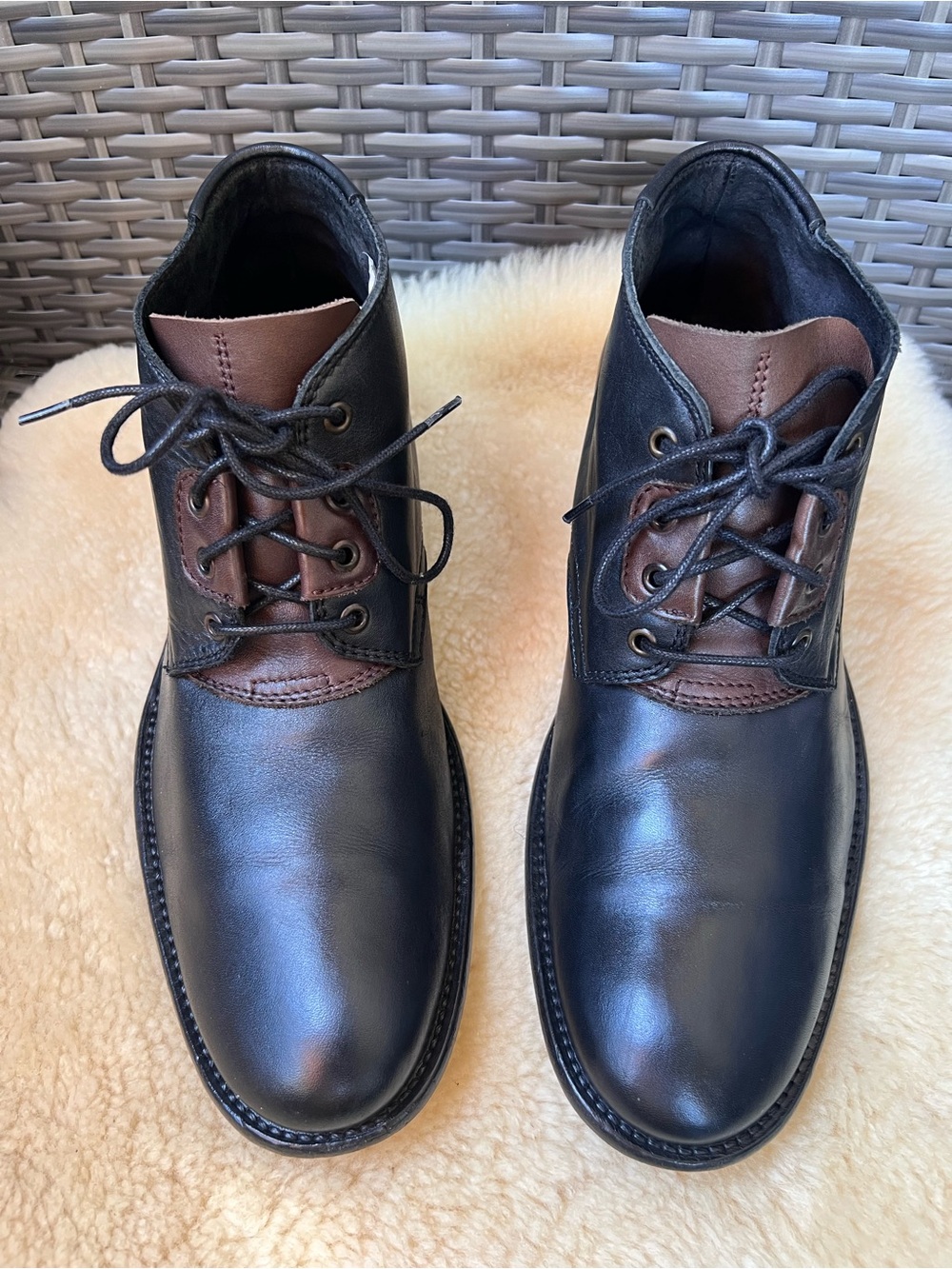 H by Hudson Lace Up Boots Size 41 US 8 Terran Alaska Oxfords Leather Black Brown